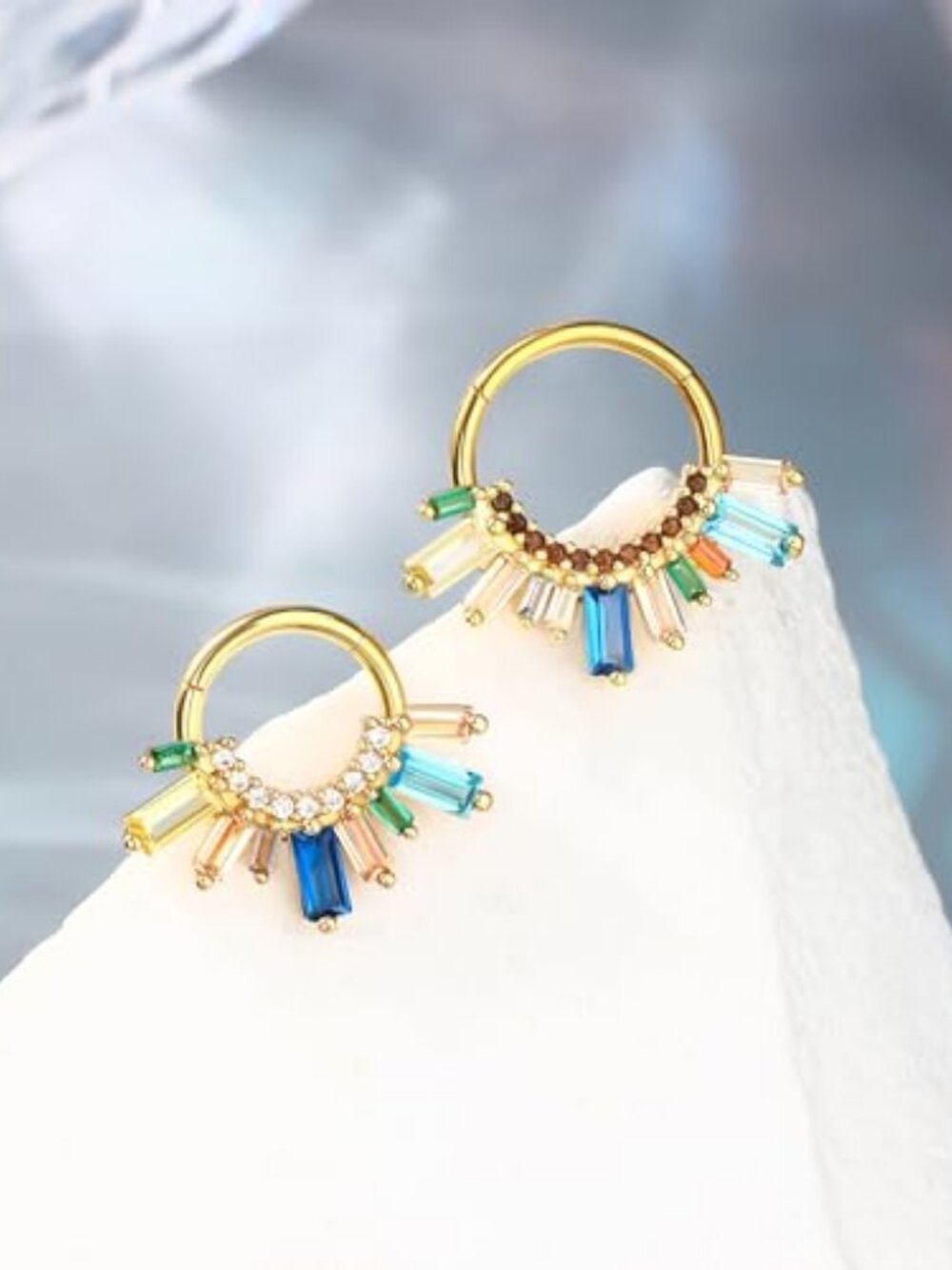 Jewelry Colorful CZ Gold Septum Ring 16G Septum Jewelry Unique Daith Earrings